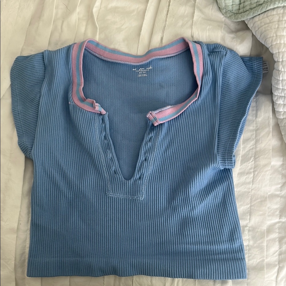 Urban Outfitters Blue Top with Pink Trim